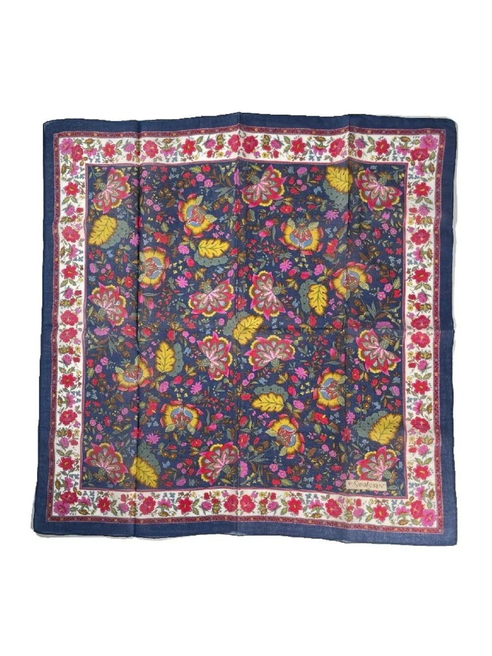 Vintage Yves Saint Laurent Floral Cotton Scarf